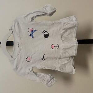 Caters Cat or Mouse face Pink Glitter Blue Bow shirt long sleeve with buttons